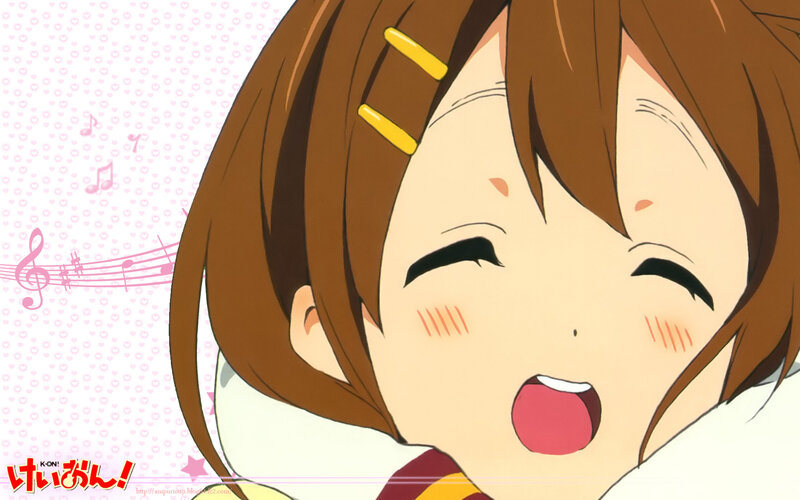anime girl singing happily