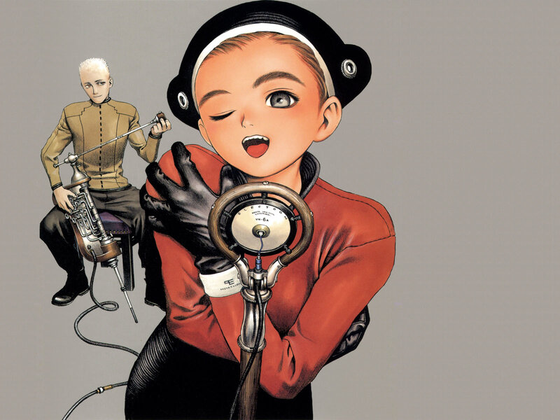 anime girl singing into microphone