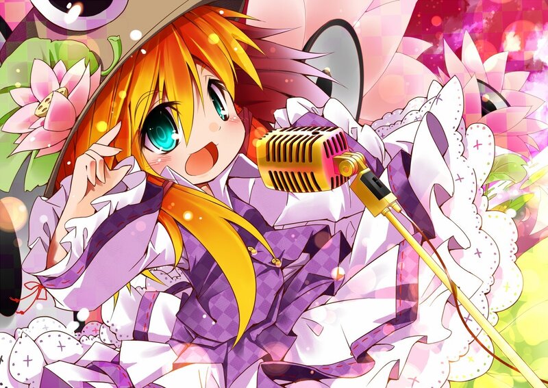 anime girl singing into microphone