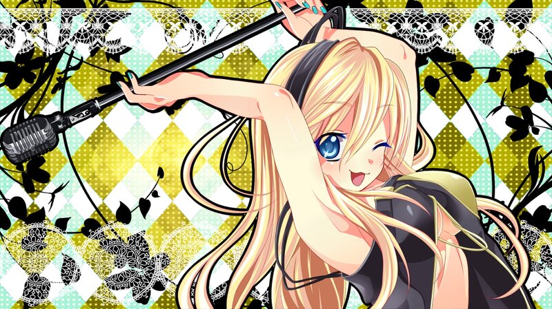 anime girl singing into microphone