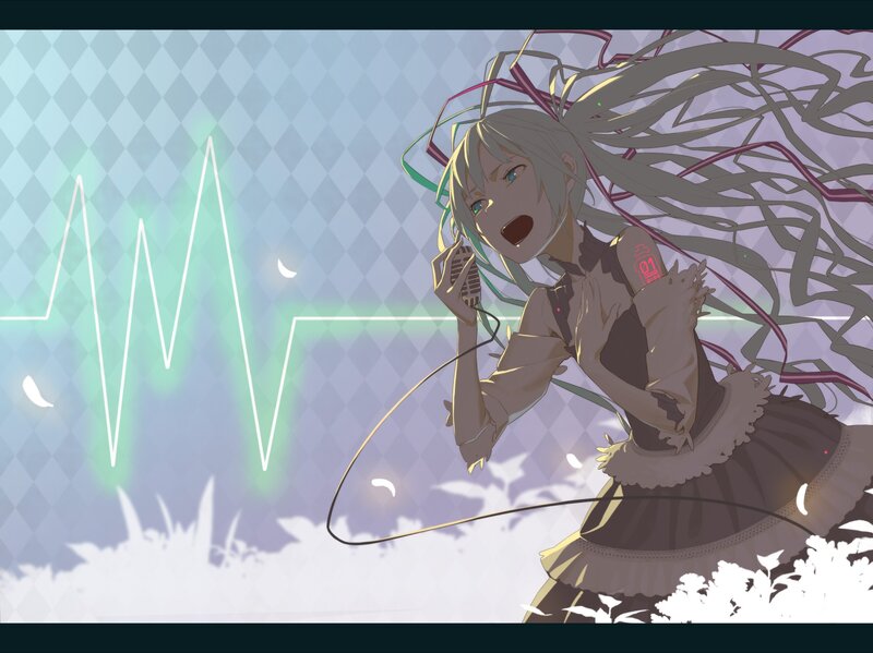 anime girl singing into microphone