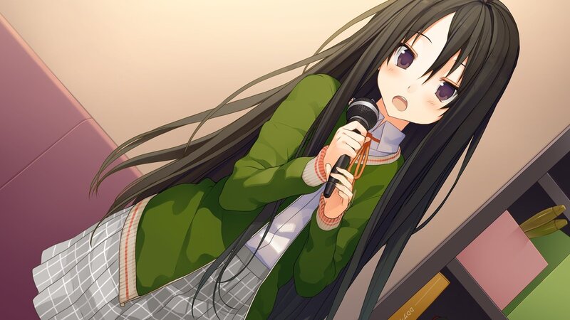 anime girl singing into microphone