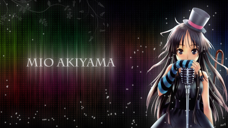 Anime Girl Singing into Microphone — Black