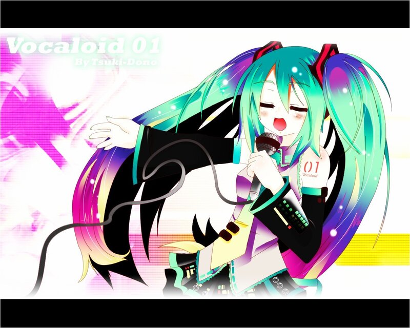 Anime Girl Singing into Microphone — Cyan, Energetic, Digital Art