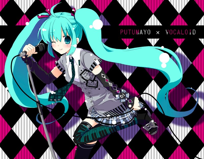 Anime Girl Singing into Microphone — Cyan, Energetic