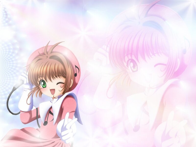 Anime Girl Singing into Microphone — Pink