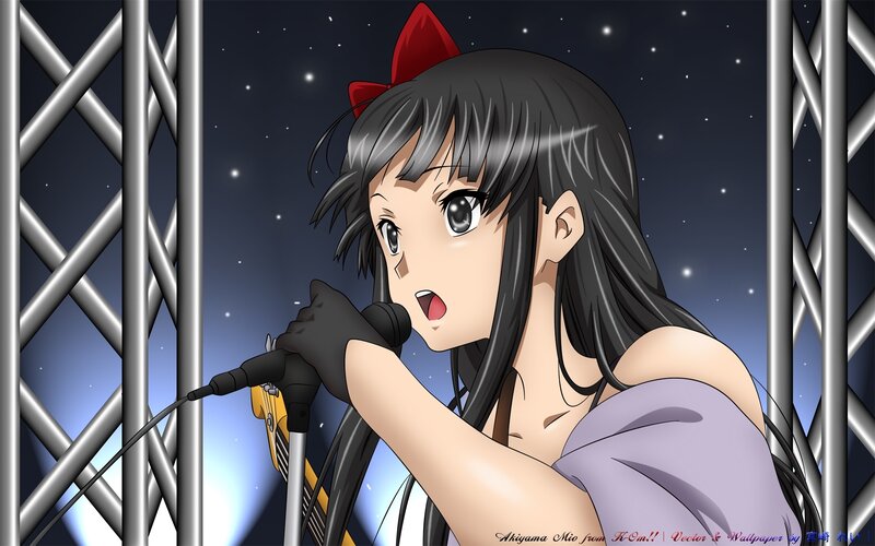 Anime Girl Singing into Microphone — Purple, Dramatic