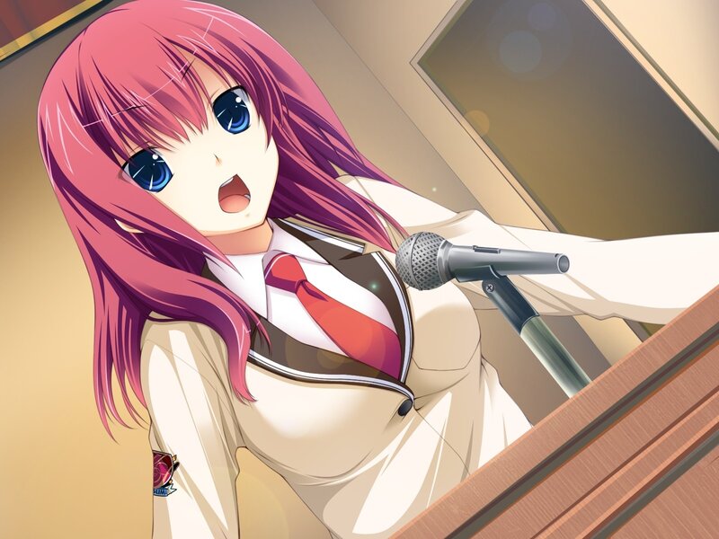 anime girl singing into microphone