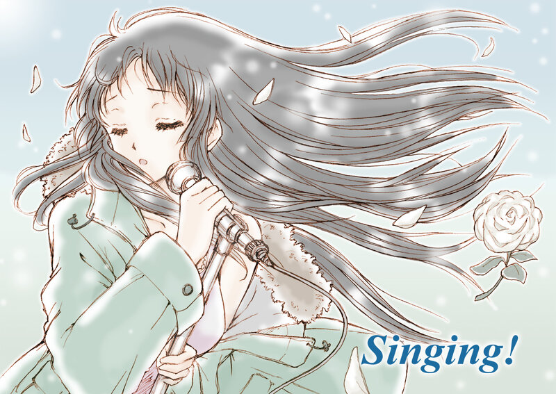 Anime Girl Singing — Light Blue