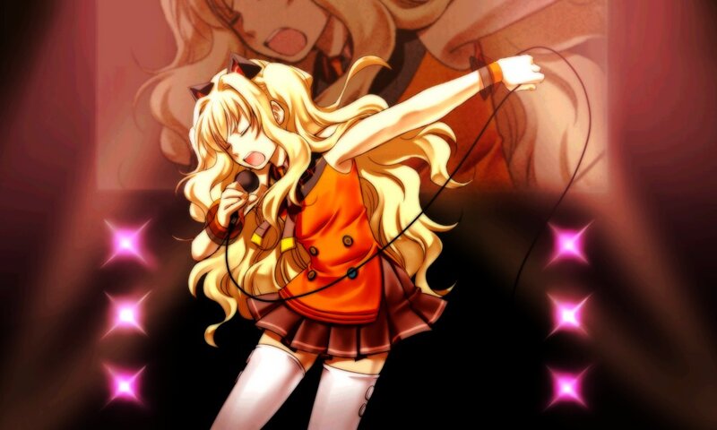 anime girl singing on stage