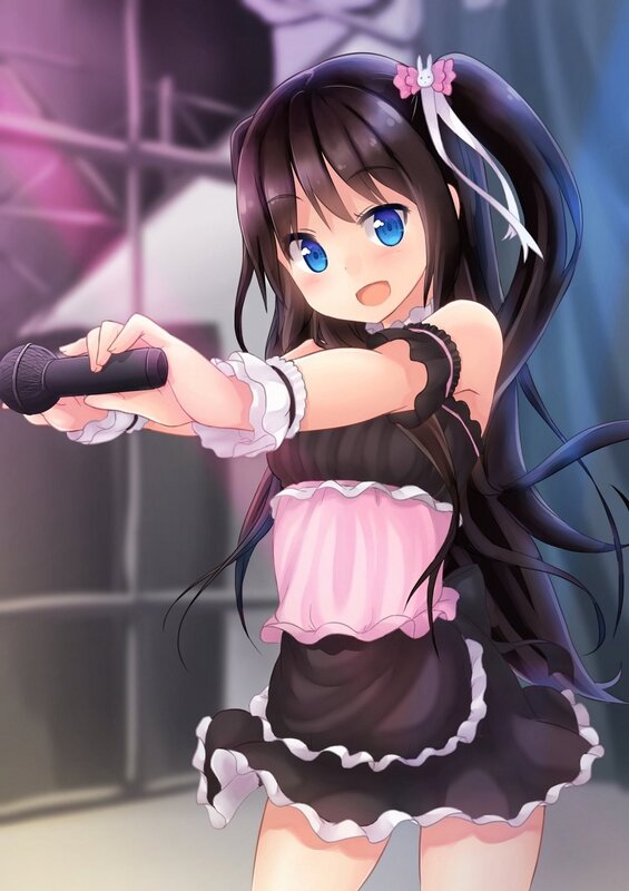 anime girl singing on stage