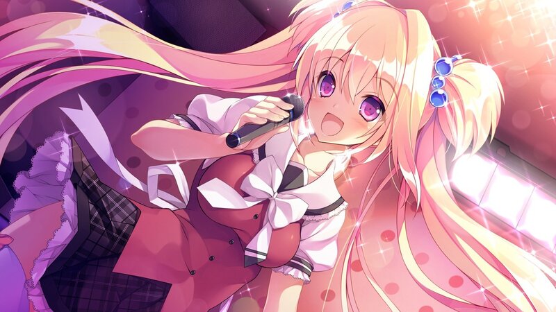 anime girl singing on stage