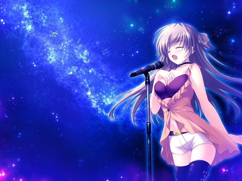 Anime girl singing on stage