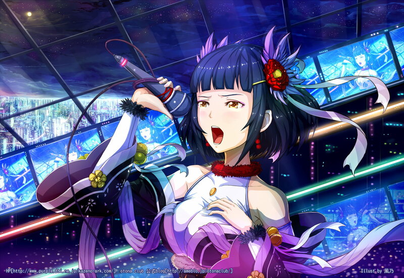 Anime Girl Singing on Stage — Purple, Dramatic