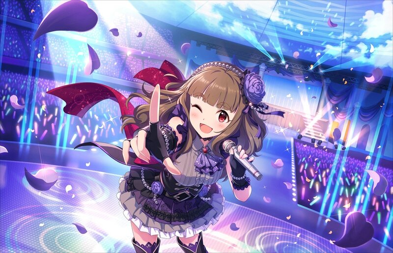 Anime Girl Singing on Stage — Purple, Energetic