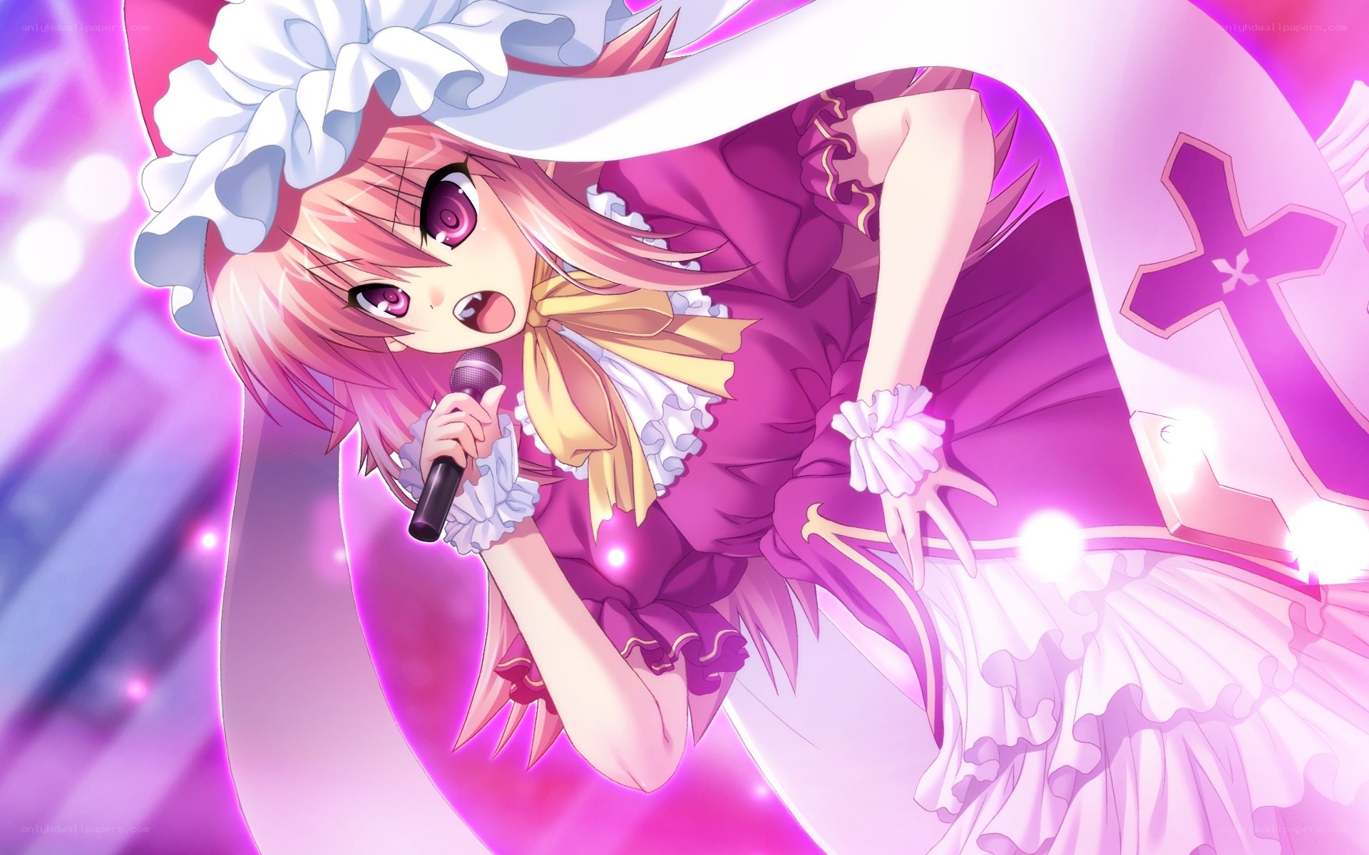 anime girl singing on stage