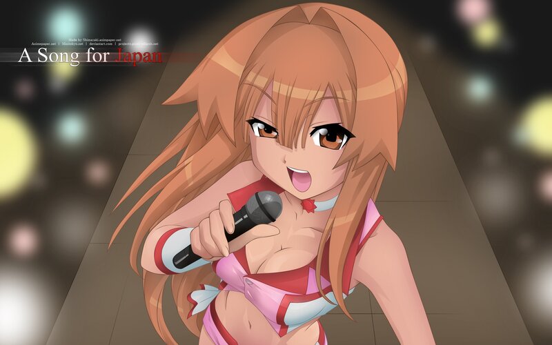 Anime Girl Singing — Orange, Energetic, Night, Microphone