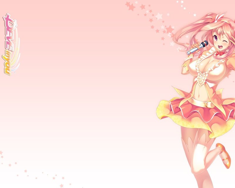 Anime Girl Singing — Pink, Cheerful, Microphone, Stars, Skirt