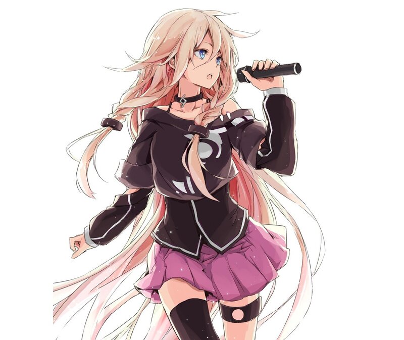 Anime Girl Singing — Pink, Dynamic, Digital Art