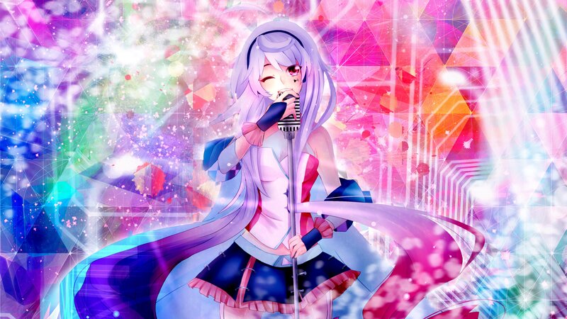 Anime Girl Singing — Pink, Energetic, Digital Art