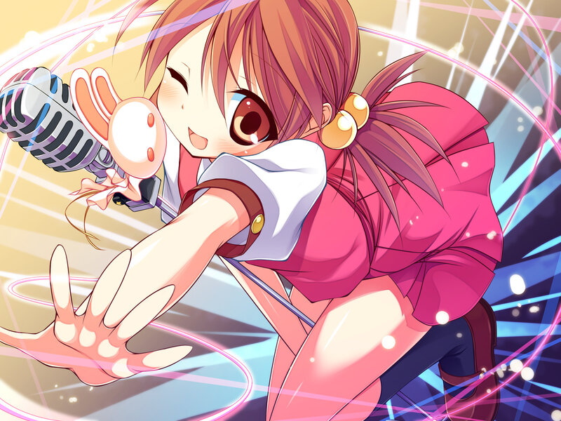 Anime Girl Singing — Pink, Energetic, Microphone, Rabbit Ears