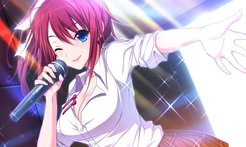 Anime Girl Singing — Pink, Energetic, Microphone, Stage Lights