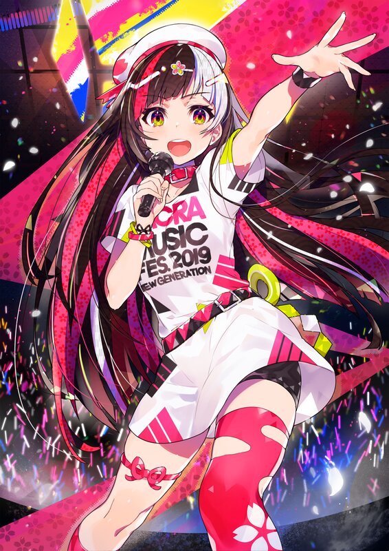 Anime Girl Singing — Pink, Energetic, Night, Microphone