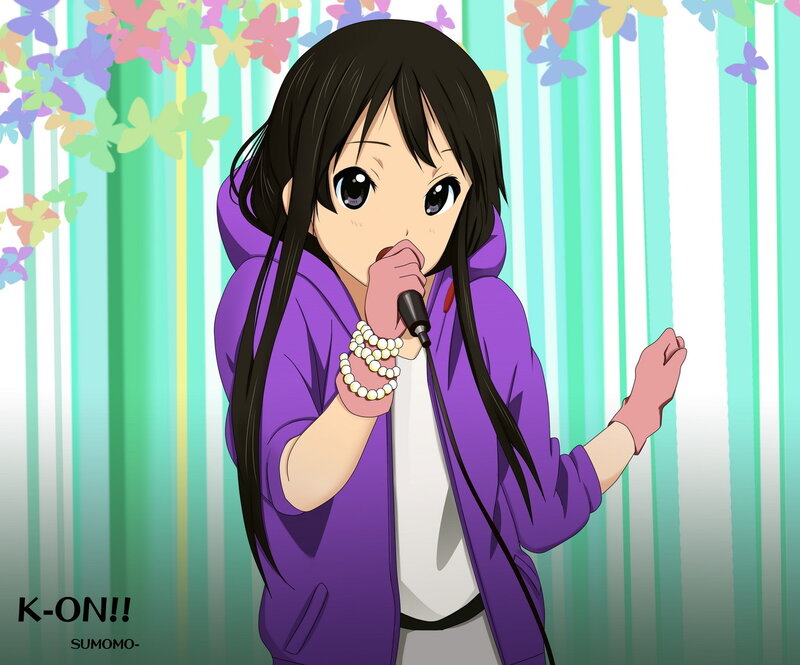 Anime Girl Singing — Purple, Cheerful