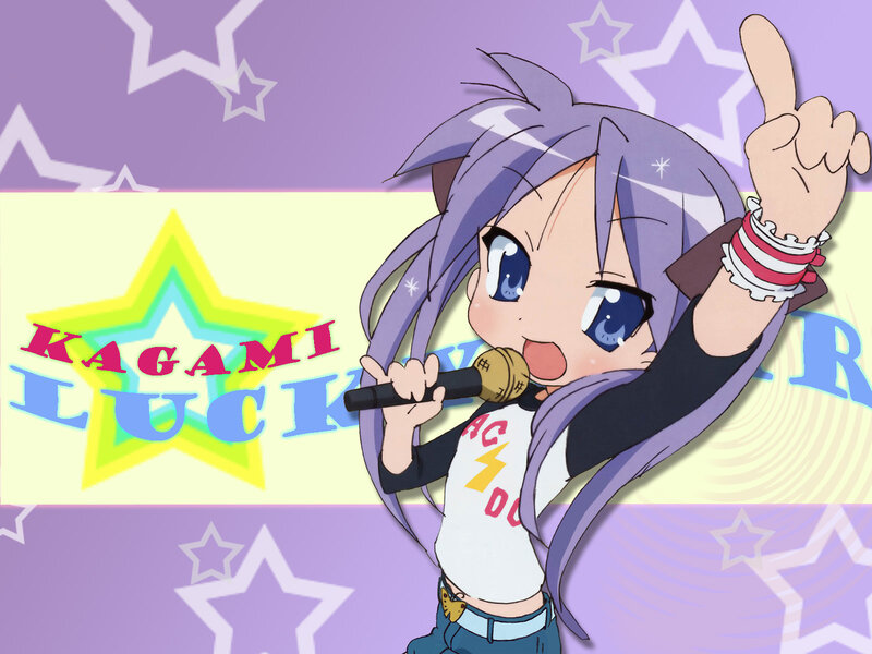 Anime Girl Singing — Purple, Energetic, Microphone, Stars