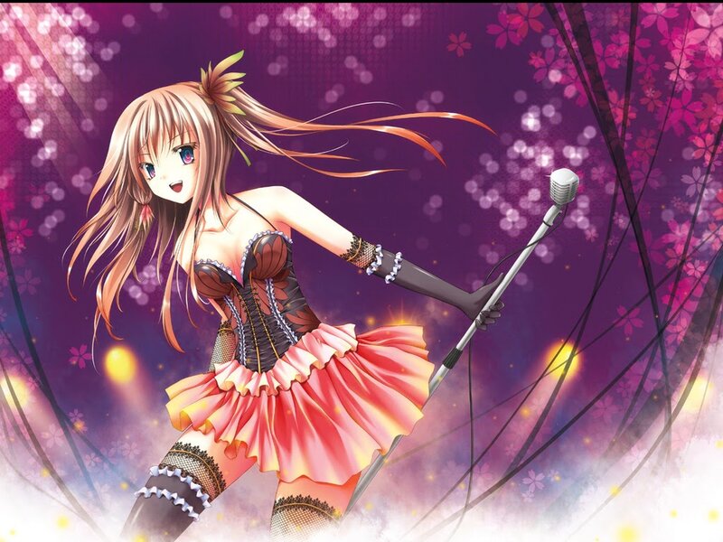 Anime Girl Singing — Purple, Energetic, Night