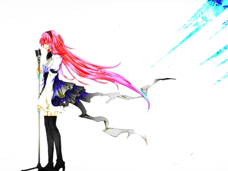 Anime Girl Singing — Red, Dramatic, Digital Art
