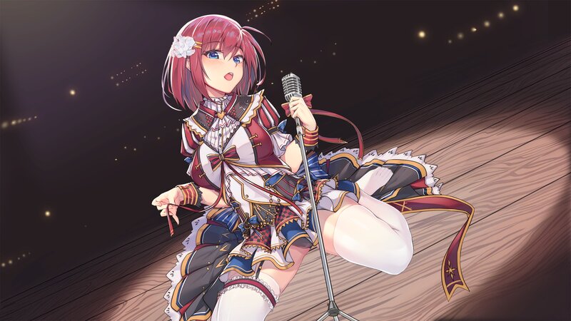 Anime Girl Singing — Red, Dramatic, Night, Digital Art