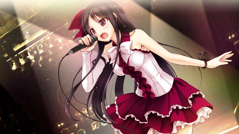 Anime Girl Singing — Red, Dramatic, Night