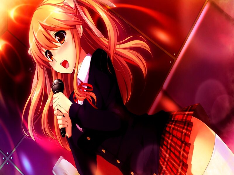 Anime Girl Singing — Red, Dramatic