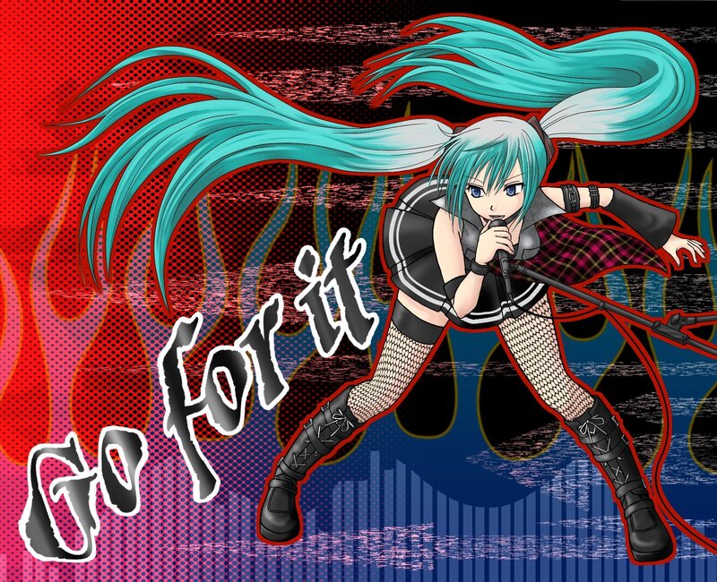 Anime Girl Singing — Red