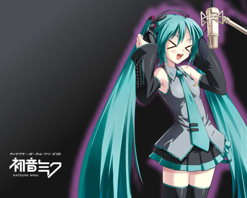 Anime Girl Singing — Teal