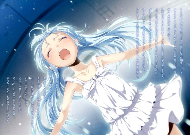 anime girl singing under stars