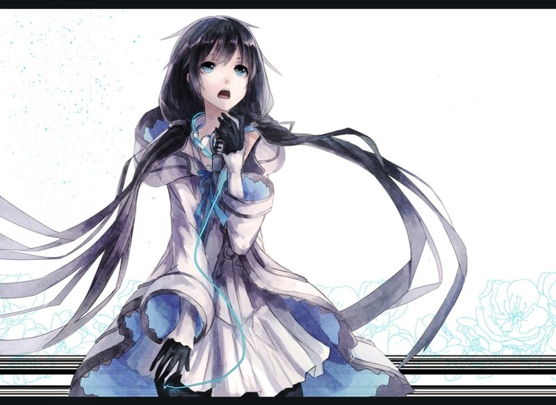 Anime Girl Singing — White, Dramatic, Digital Art
