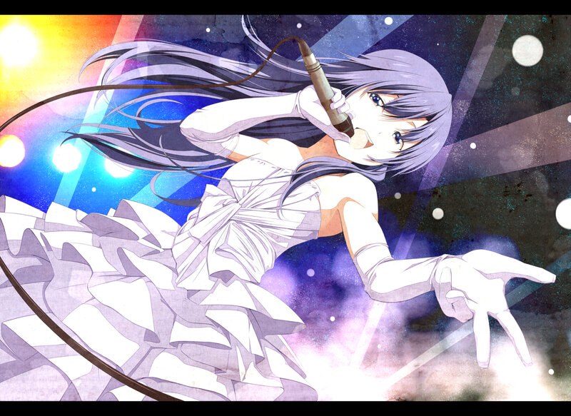 Anime Girl Singing — White, Dramatic, Microphone