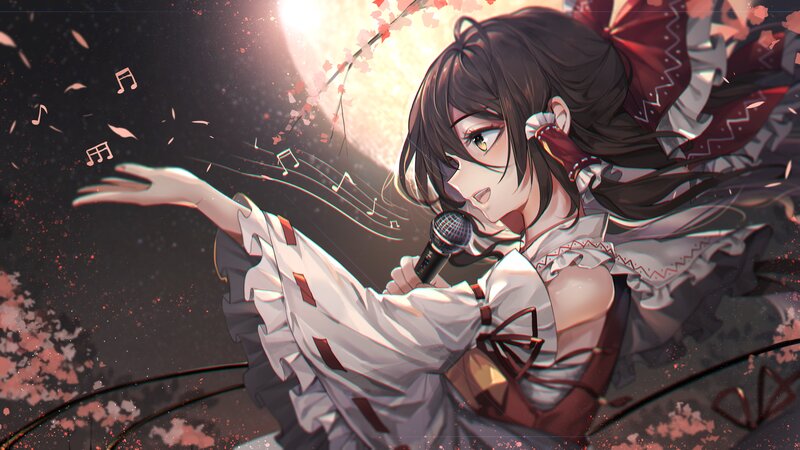 Anime Girl Singing — White, Dramatic, Night