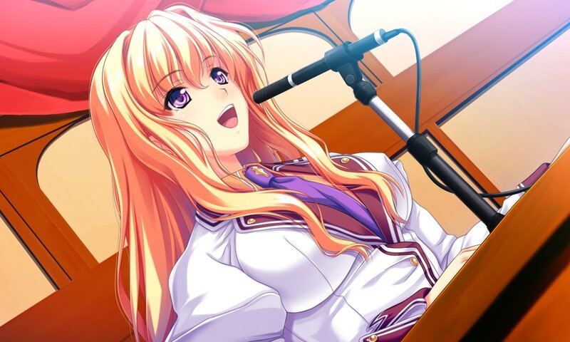 Anime Girl Singing — White, Dramatic