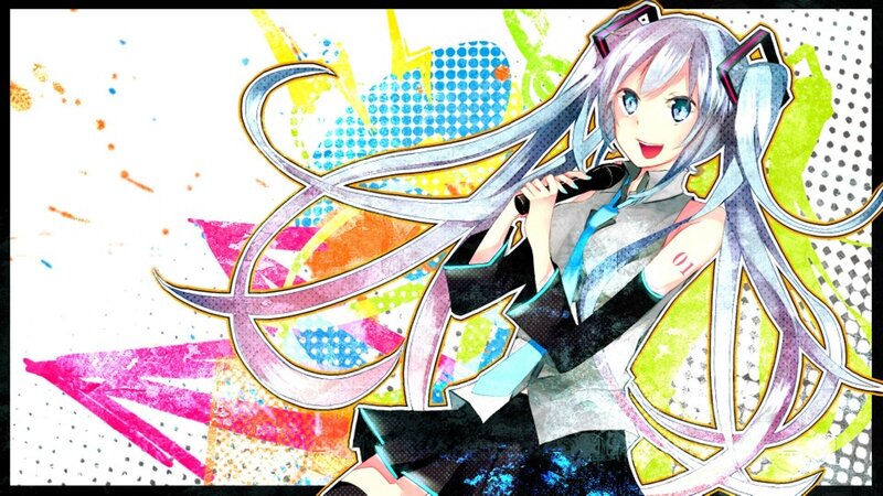 Anime Girl Singing — White, Energetic, Digital Art
