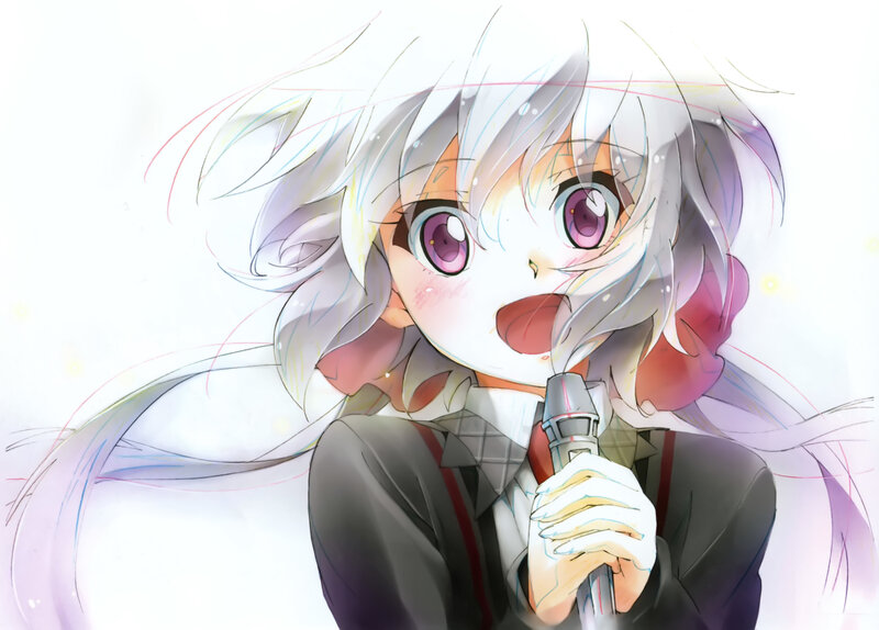 Anime Girl Singing — White, Energetic, Microphone