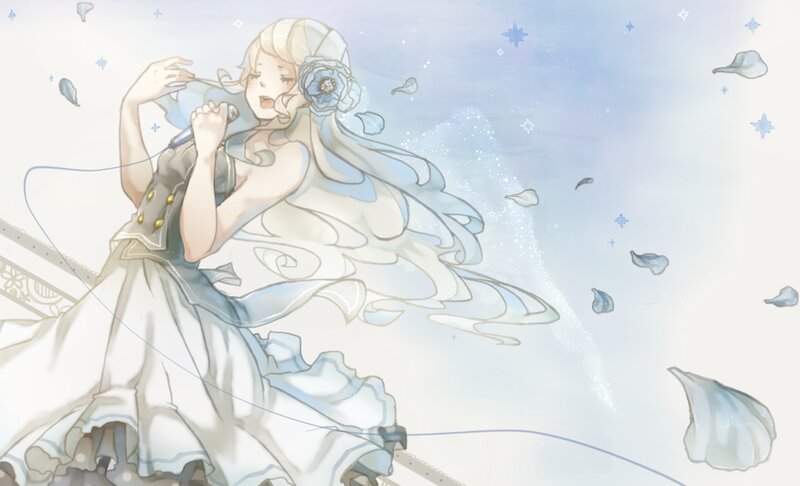 Anime Girl Singing — White, Serene