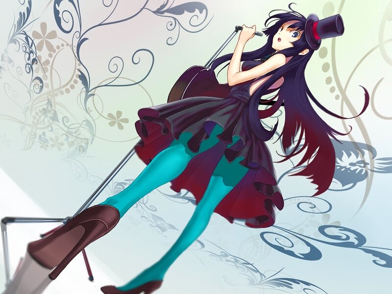anime girl singing with cello