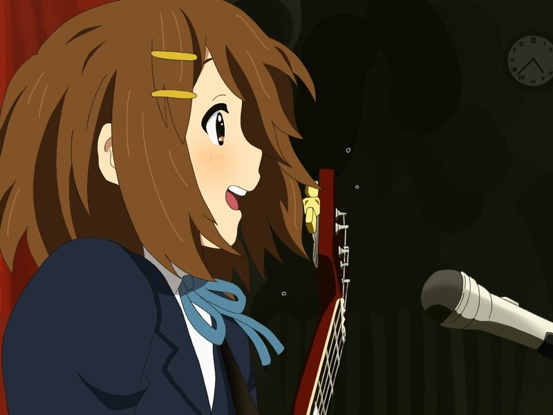 anime girl singing with guitar