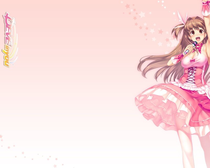 Anime girl singing with microphone