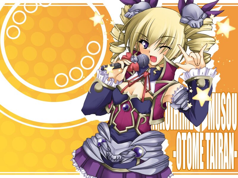 anime girl singing with microphone