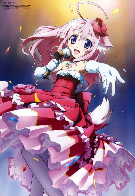 Anime girl singing with microphone