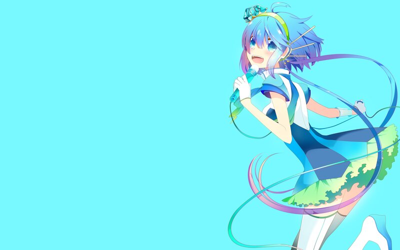 anime girl singing with microphone